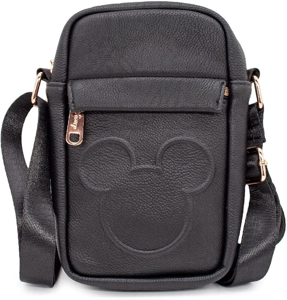 Buckle Down Disney Bag, Cross Body, Mickey Mouse Head Embossed, Black, Vegan Leather | Amazon (US)