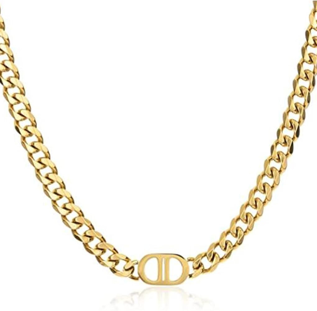 NC Titanium Steel Cuban Link Chain Gold Silver Bracelets/Necklace for Women's Girls,8mm Width, 6.2/1 | Amazon (US)