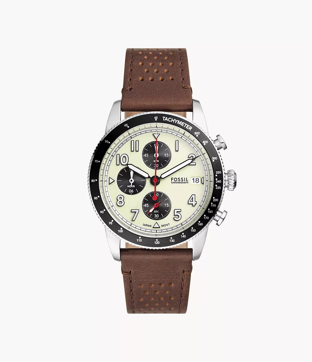 Sport Tourer Chronograph Brown Leather Watch | Fossil (US)