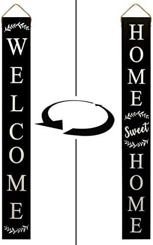 MAINEVENT Tall Outdoor Welcome Sign For Front Door, 2 Sided 5 ft Black Welcome Sign, Rustic Tall Wel | Amazon (US)