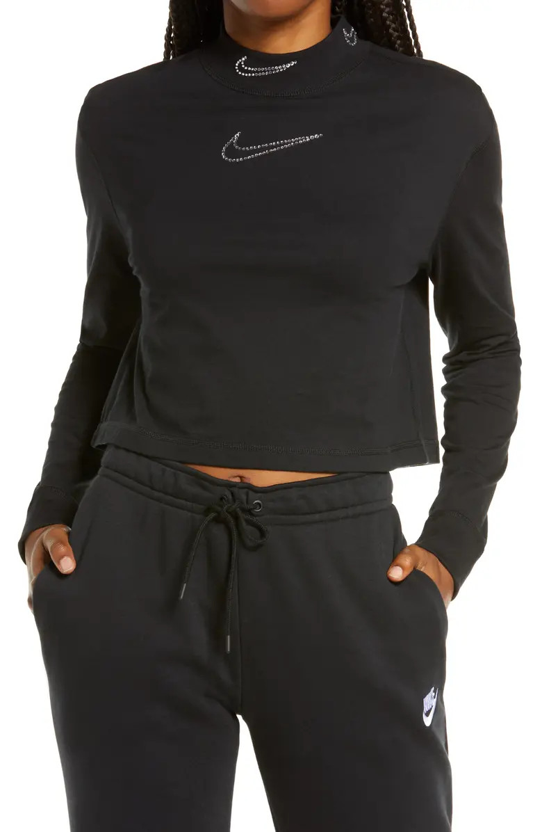 Nike Sportswear Y2K Embellished Mock Neck Crop Top | Nordstrom | Nordstrom