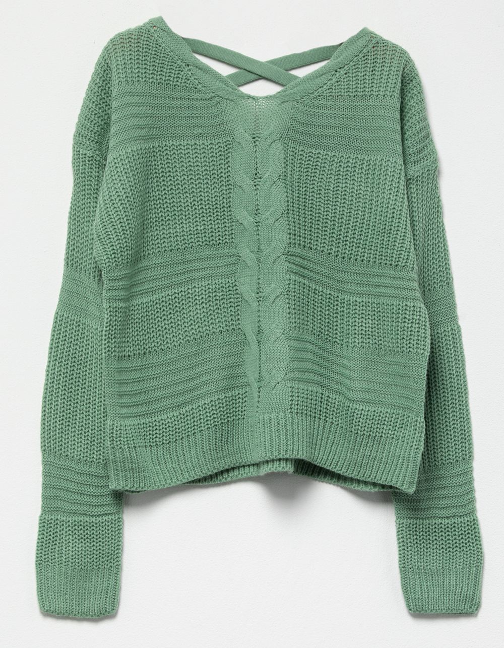 JOLIE & JOY Cable Lace Up Girls Sweater - GREEN | Tillys | Tillys