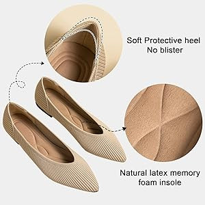 TINGRISE Women's Flats Shoes Pointed Toe Knit Ballet Comfortable Dressy Slip On Flat | Amazon (UK)