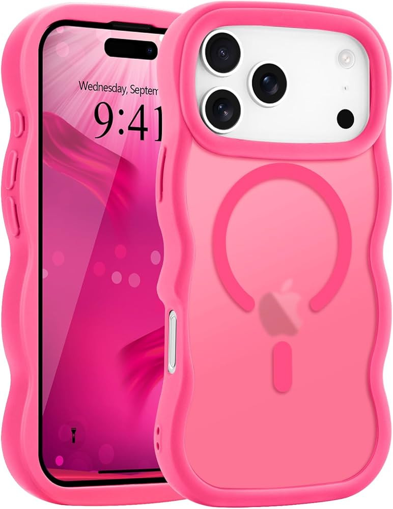 for iPhone 17 Pro Max Case, Curly Wavy Frame Hard Translucent Matte Clear Back Cover for Women Me... | Amazon (US)