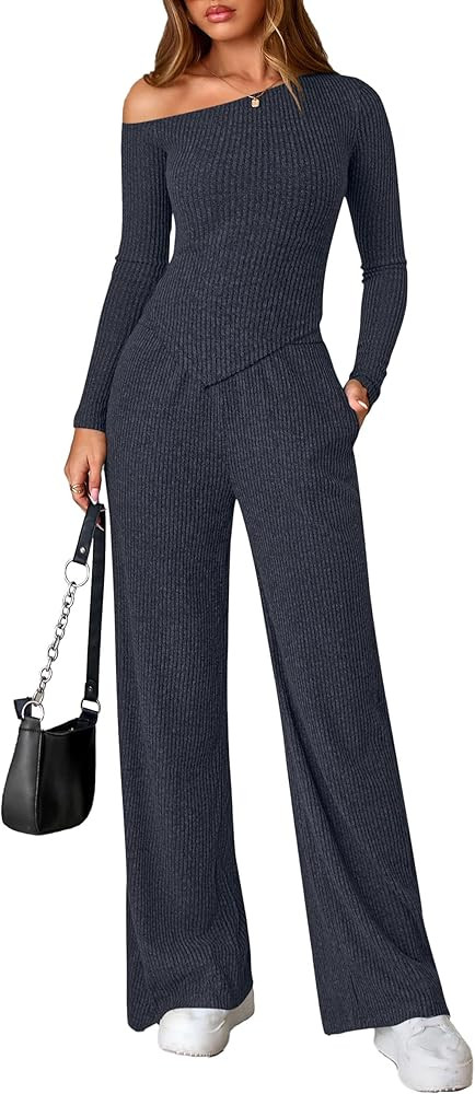 PRETTYGARDEN Casual Two Piece Sets for Women Knit Lounge Set | Amazon (US)