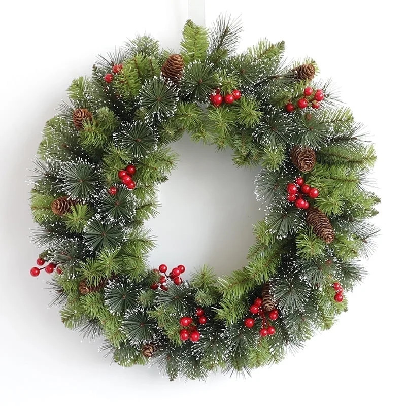 Farship Christmas Wreaths for Front Door 17" Winter Christmas Wreath with Red Berries, Christmas ... | Walmart (US)