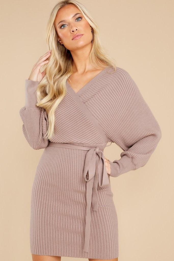 Continuous Bliss Taupe Sweater Dress | Red Dress 