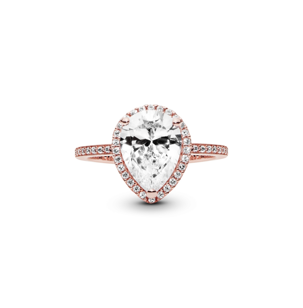 Pandora Cubic Zirconia Timeless Sparkling Teardrop Halo Ring - Rose Gold | Macy's