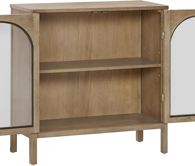 Nathan James Mason Storage Cabinet, Free Standing Accent Sideboard Buffet, Credenza with Glass Do... | Amazon (US)