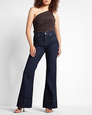 Mid Rise Rinse Tall Hem 70s Flare Jeans | Express