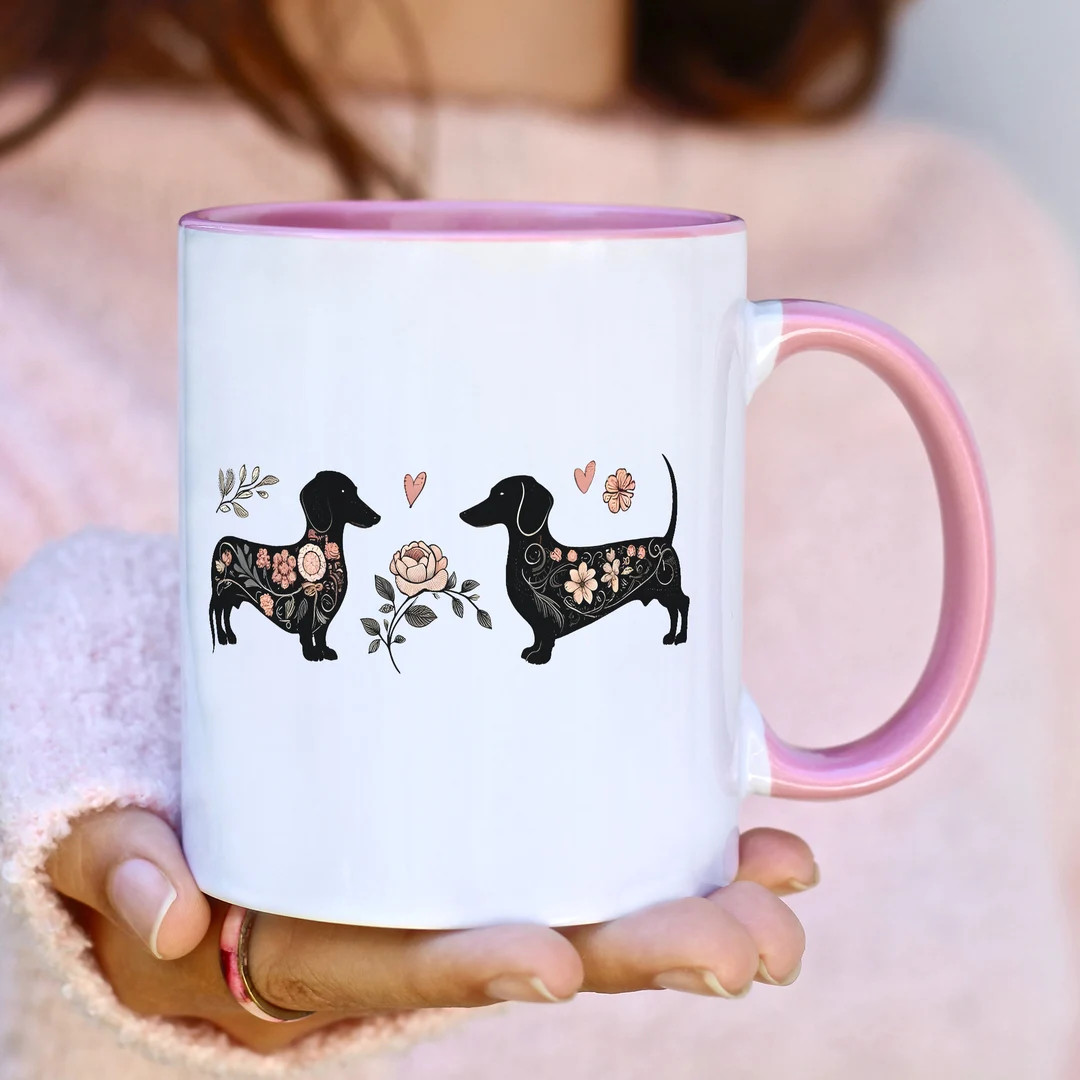 Garden-themed Dachshund Mug, Perfect for Plant and Pet Enthusiasts, Floral Dachshund Mug,doxie, F... | Etsy (US)