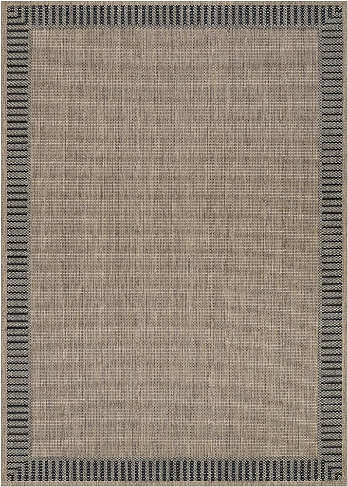 Couristan Recife Outdoor Area Rug - Wicker Stitch 7'6" X 10'9" Rectangle in Cocoa and Black Color... | Amazon (US)