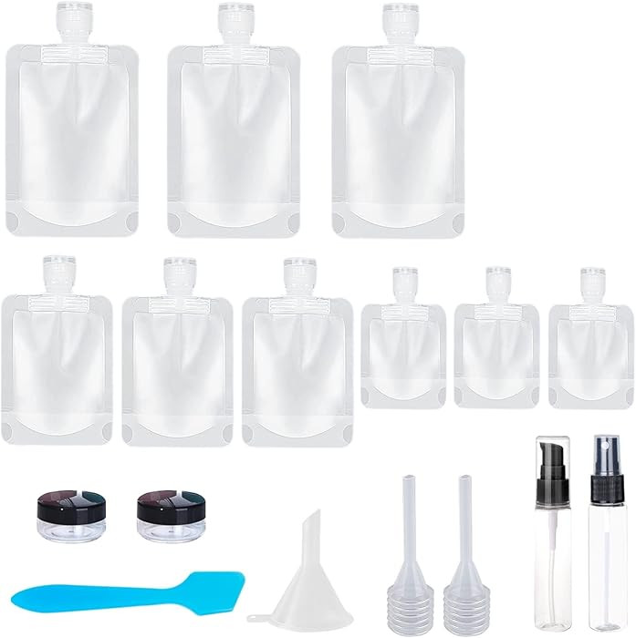 17 Pack Travel Pouches for Toiletries,TSA Approved,Portable Containers,Stand Up Pouch,Refillable ... | Amazon (US)