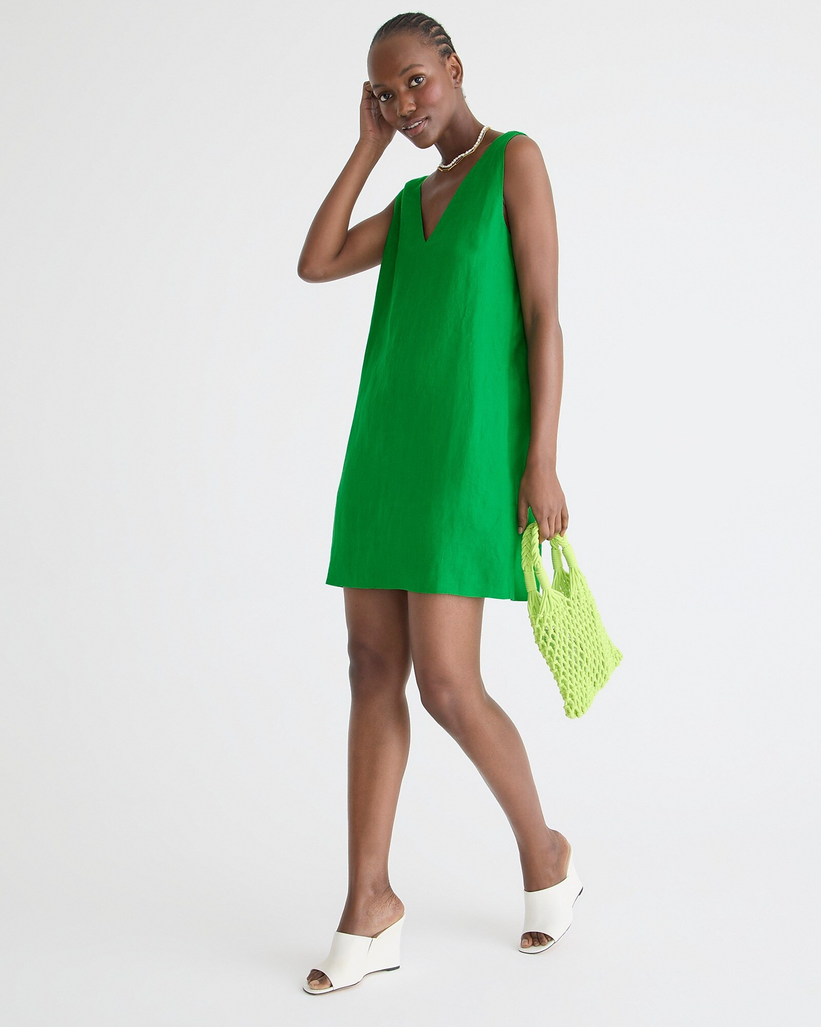 Maxine V-neck shift dress in linen | J. Crew US
