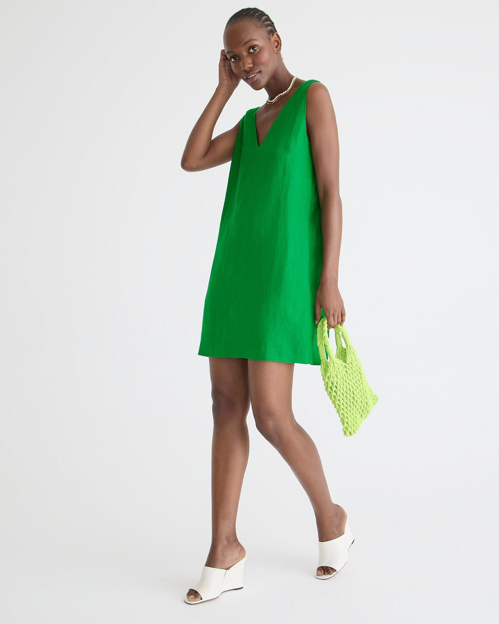 Maxine V-neck shift dress in linen | J.Crew US