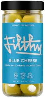 Filthy Blue Cheese Stuffed Olives, Premium Cocktail Garnish, Blue Cheese Stuffed Olives, Naturall... | Amazon (US)