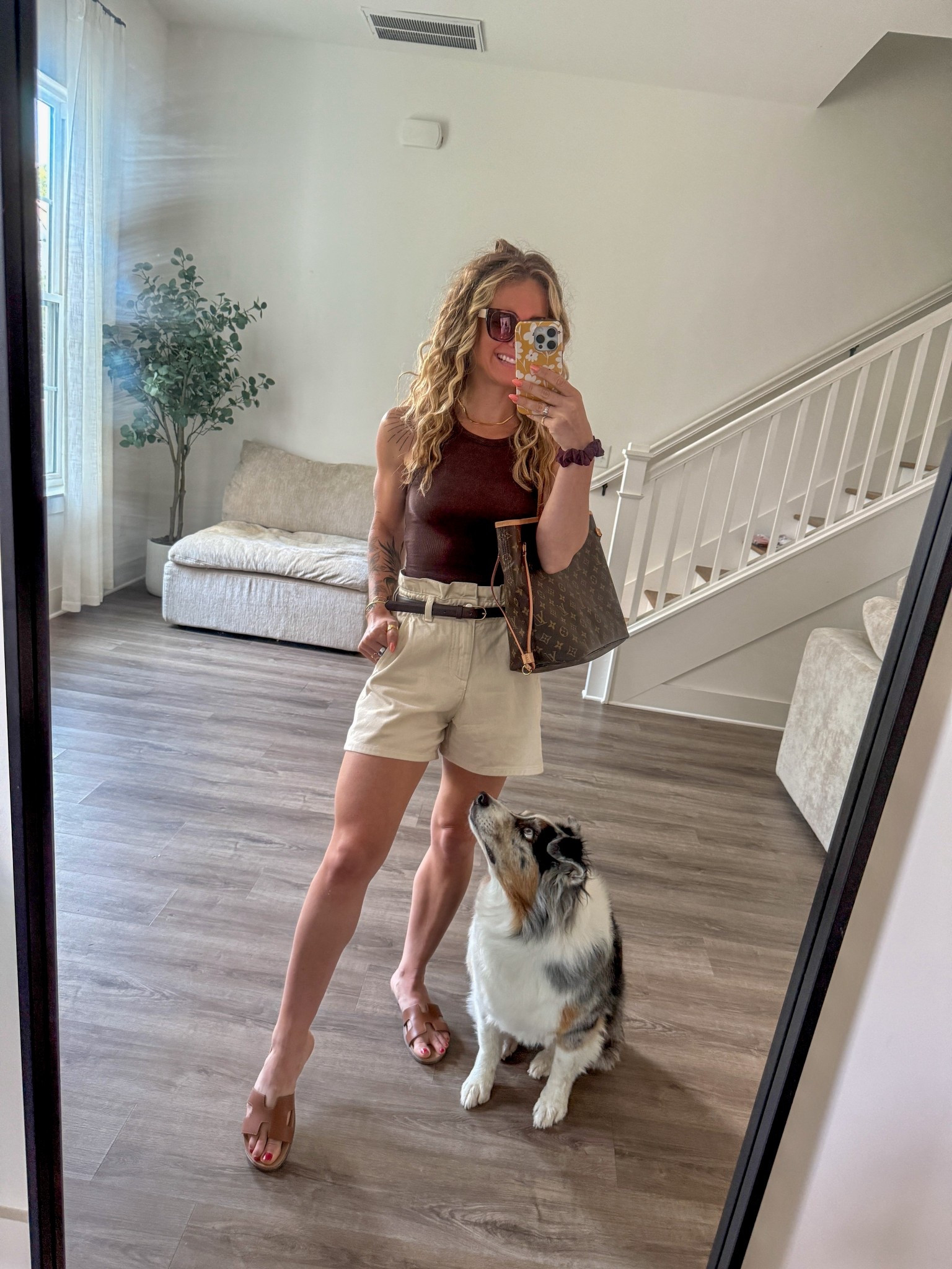 Top is thrifted (Sunday Best). Shorts are Zara (“Z1975 HIGH-WAISTED PAPERBAG DENIM SHORTS”) size 25  