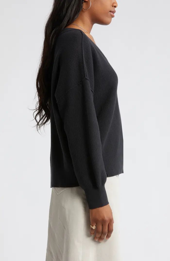 BP. Seamed Oversize V-Neck Rib Sweater | Nordstrom | Nordstrom