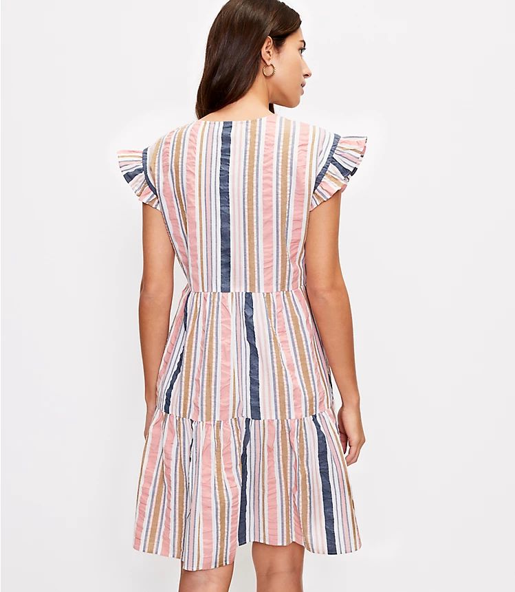 Striped Henley Ruffle Sleeve Dress | LOFT | LOFT