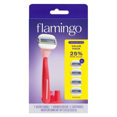 Flamingo Moisture Plus Value Pack Razors - 8ct: Whole Body, All Hair Types, Reusable, 5 Blades | Target
