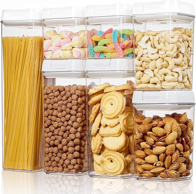Vtopmart Airtight Food Storage Containers, 7 Pieces BPA Free Plastic Cereal Organizer Canisters w... | Amazon (US)