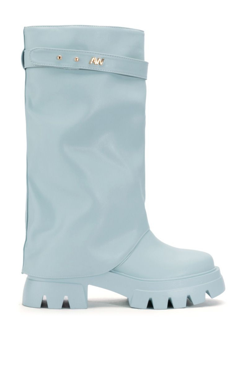 AZALEA WANG JET FOLD OVER FLATFORM BOOT IN BLUE | AKIRA