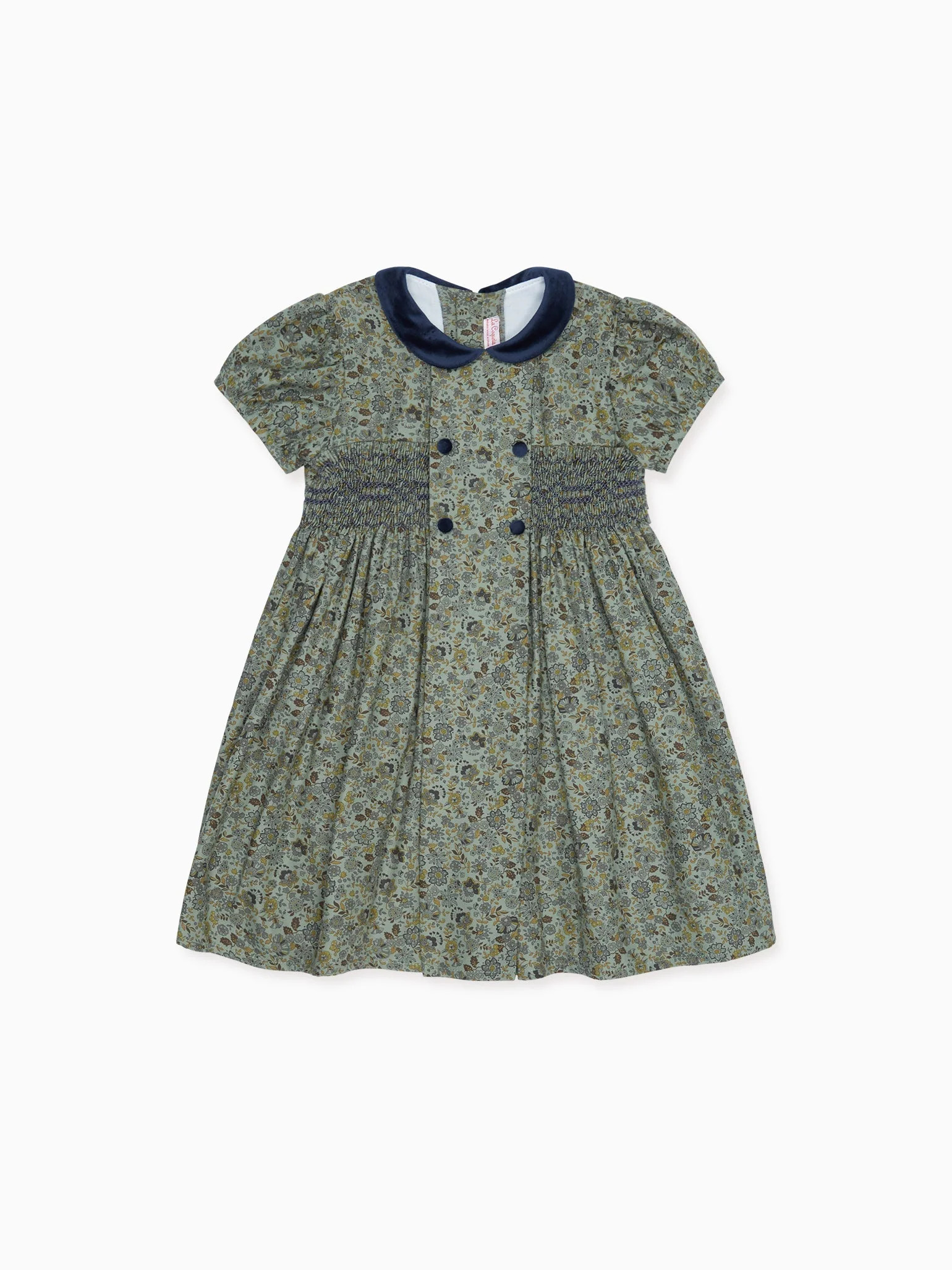 Green Floral Arcadia Girl Smock Dress | La Coqueta (US)