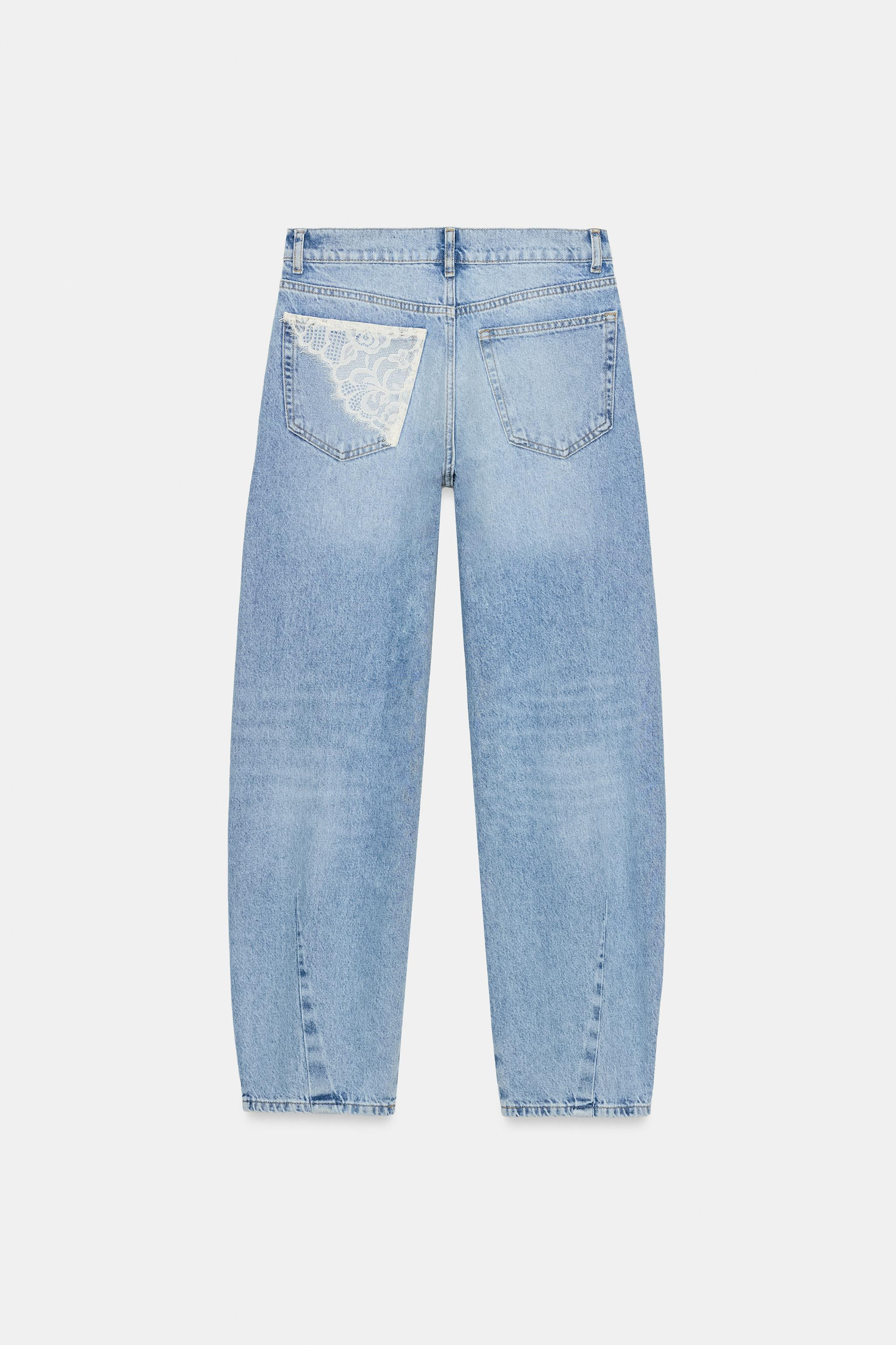 Z1975 RIPPED BAGGY JEANS WITH LACE | Zara UK