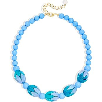 Amazon.com: HESSAWELL Boho Chunky Necklaces for Women Resin Beaded Choker Necklace Trendy Acrylic... | Amazon (US)