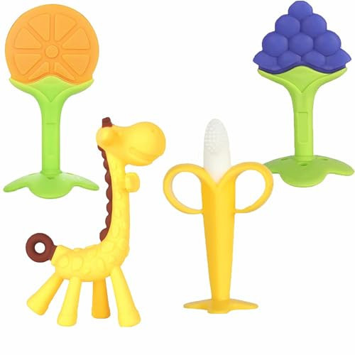 Chuya Teething Toys for Baby, Teethers with Banana Toothbrush Teeth Brushing,BPA-Free,Chew Toy Infants Toddlers Silicone Teether for Babies 0-6-12 Months | Amazon (US)