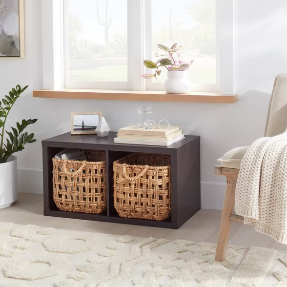 Twisted Open Checkered Weave Milk Crate Natural - Brightroom™ | Target