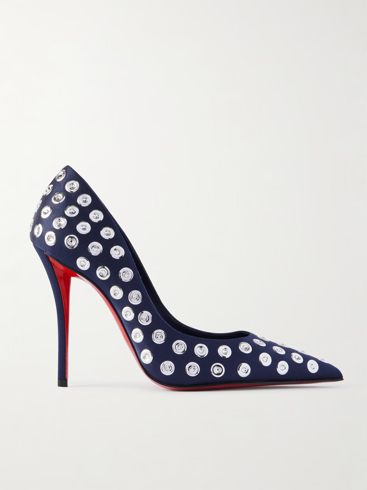 Christian Louboutin - Miss Z Boum Boum 100 Embellished Satin-crepe Pumps - Blue | NET-A-PORTER (US)