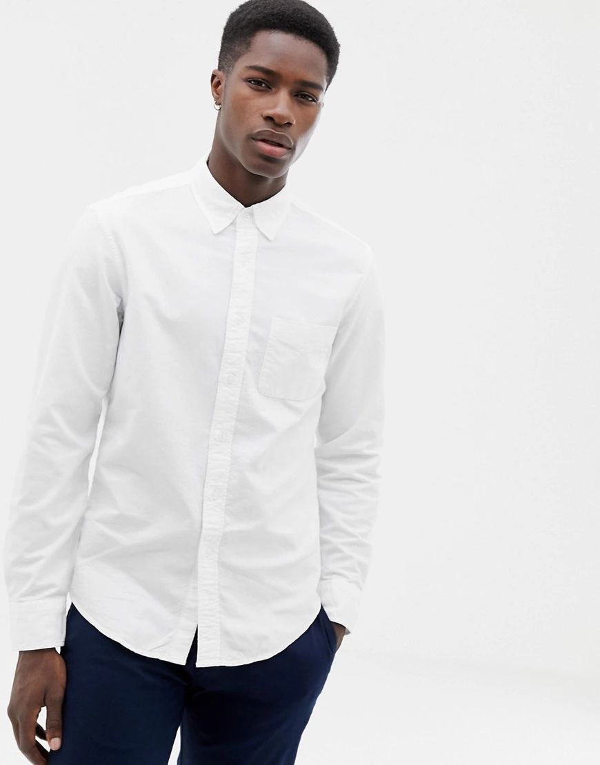 J.Crew Mercantile flex slim fit oxford shirt button down in white | ASOS (Global)