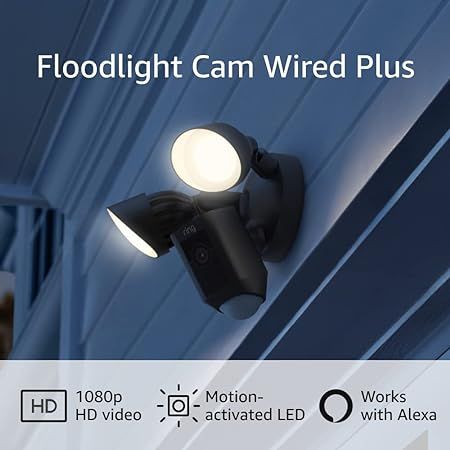 Ring Floodlight Cam Wired Plus with motion-activated 1080p HD video, Black (2021 release) | Amazon (US)
