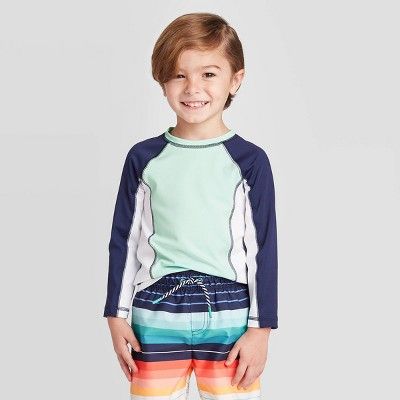 Toddler Boys' Colorblock Long Sleeve Rash Guard Swim Shirt - Cat & Jack™ | Target