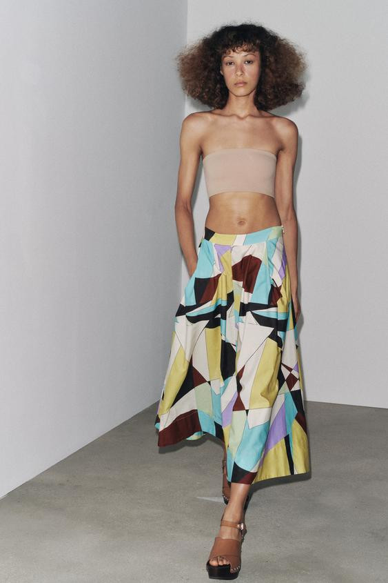ZW COLLECTION PRINTED MIDI SKIRT | Zara Canada