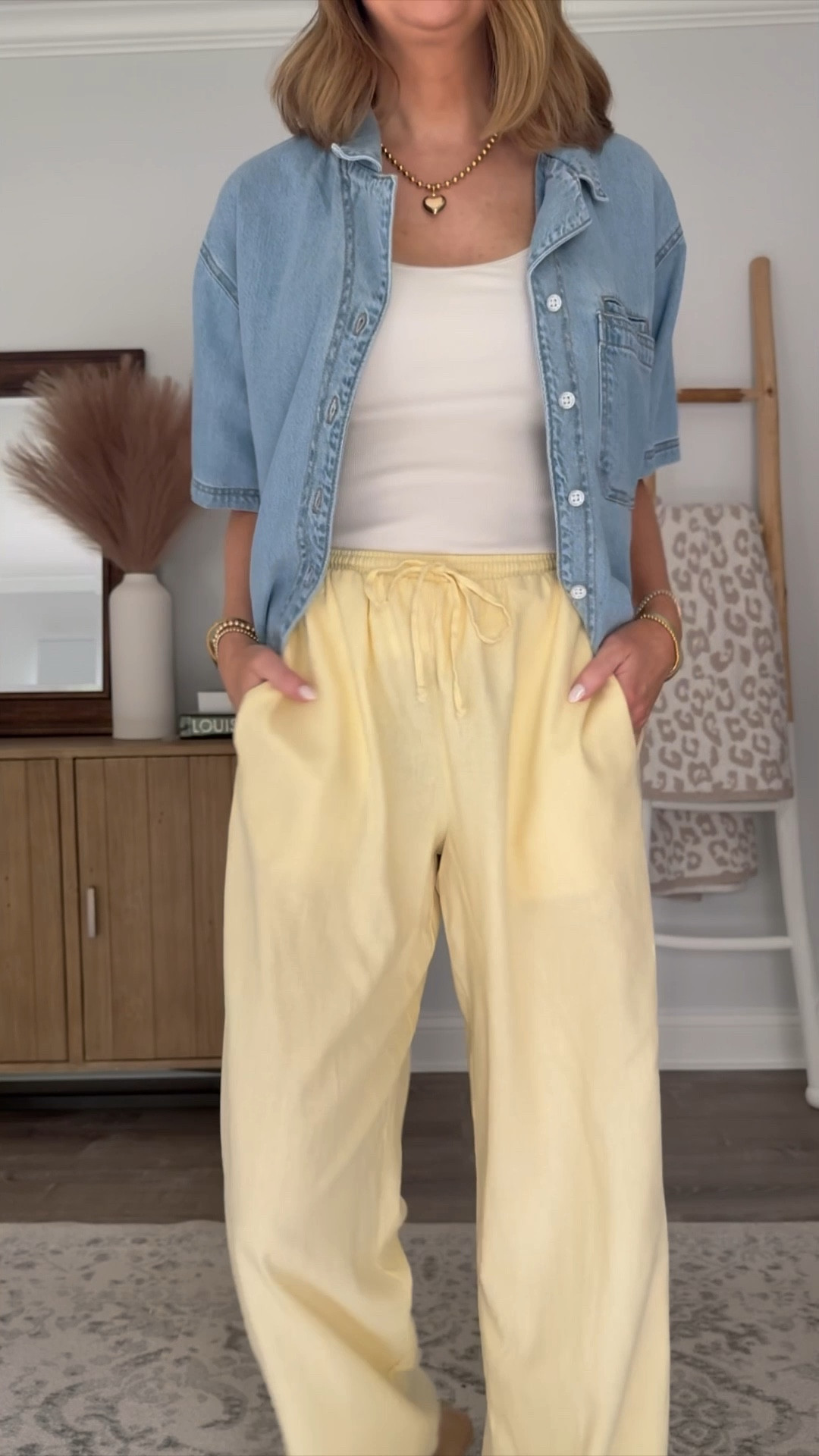 Butter yellow wide leg linen pants small
Denim short sleeve shirt jacket mediumm

#LTKSeasonal #LTKStyleTip #LTKOver40
