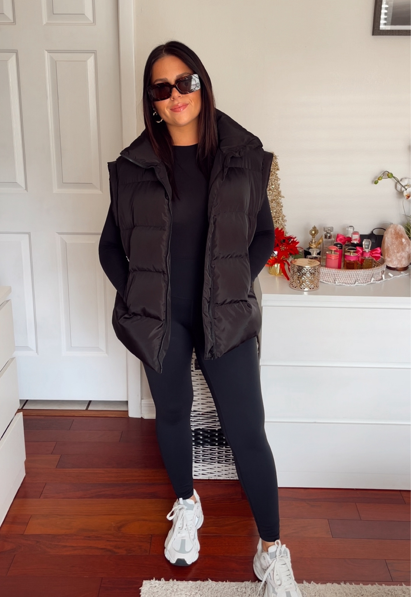 Bodysuit - small 
Puffer vest - medium 
Leggings - medium 

#LTKFindsUnder50 #LTKStyleTip #LTKActive