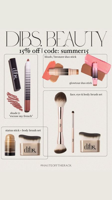 Take 15% OFF dibs beauty products with code: summer15
You all know how much I love their duo brush and status stick! #dibsbeauty #makeup #dibs #beautyproducts 

#LTKSaleAlert #LTKBeauty #LTKFindsUnder100
