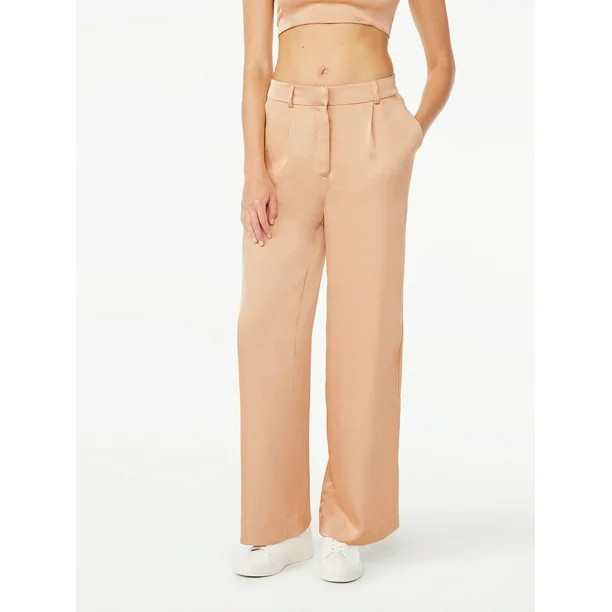 Scoop Women’s Wide Leg Satin Pants, 27.5’’ Inseam, Sizes XS-XXL | Walmart (US)