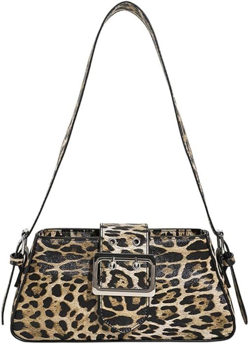 Leopard Print Shoulder Bag Cheetah Print Hobo Handbag Women Leather Vintage Clutch Handbag Purse | Amazon (US)