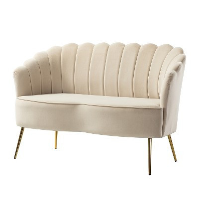 Savier 50.2" Contemporary Velvet Living Room and Bedroom Tufted Loveseat | KARAT HOME-TAN | Target
