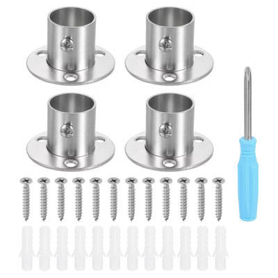 Unique Bargains Stainless Steel High-Leg Style Wardrobe Closet Rod Holder 4 Pcs 0.89" | Target