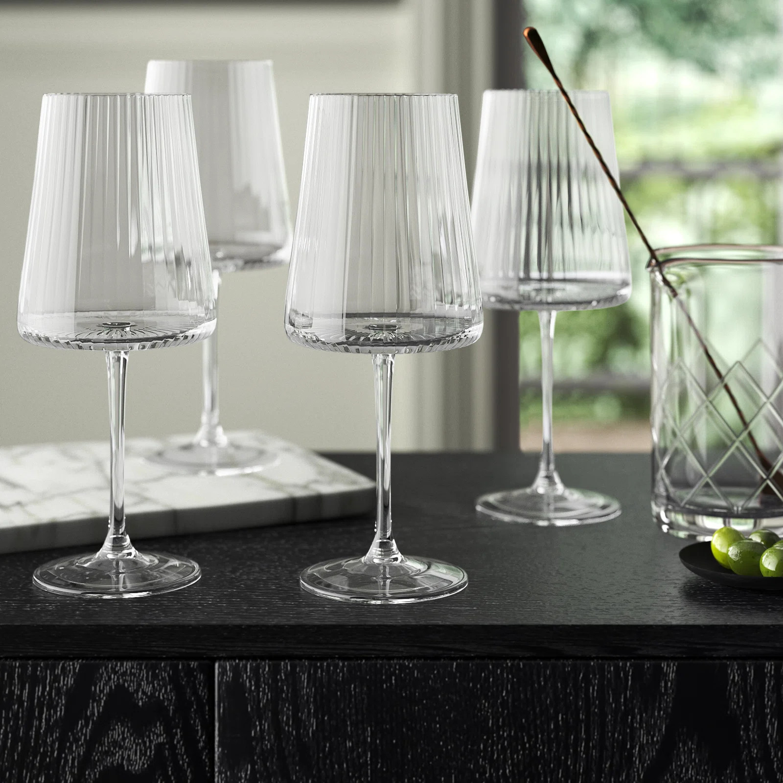 Claro Fluted Textured Wine Glasses (Set of 4) | Wayfair North America