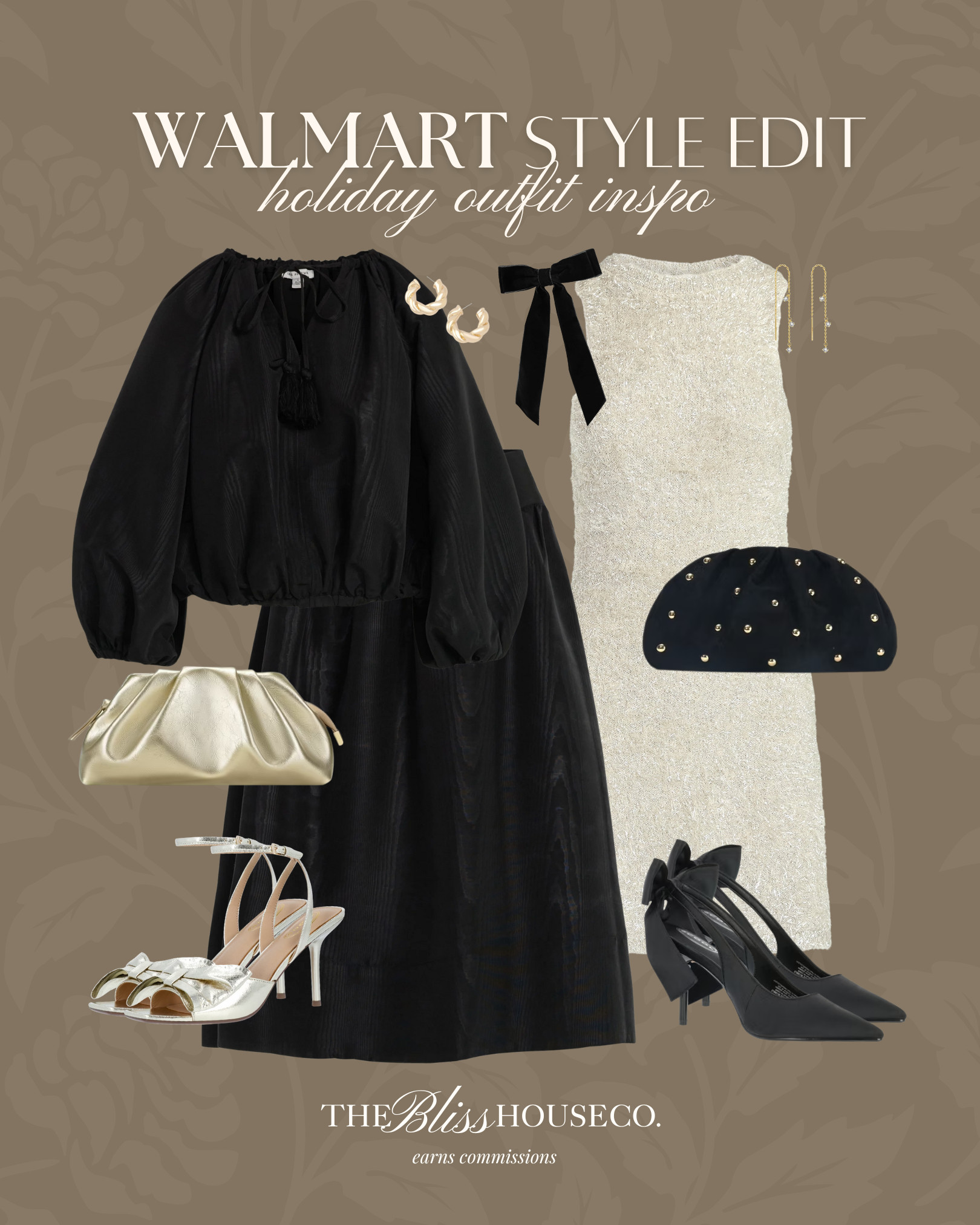 Walmart holiday style inspo ✨ black set, tinsel dress, Christmas party, New Year, NYE, holiday event outfit, affordable look for less, styled look 

 #LTKHoliday #LTKSeasonal #LTKFindsUnder50