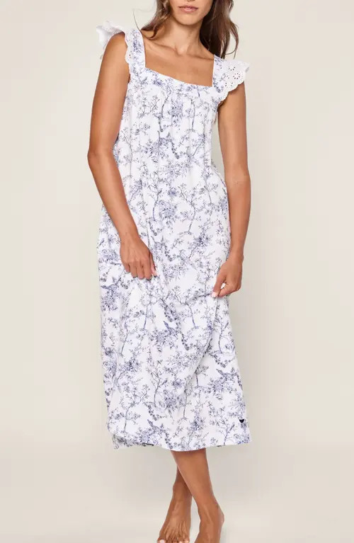 Petite Plume Clara Pima Cotton Nightgown in White at Nordstrom, Size Small | Nordstrom