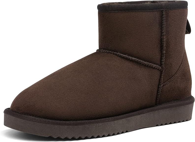 DREAM PAIRS Women's Black Brown Tan Grey Winter Snow Boots Classic Faux Fur Lined Slip On Ankle B... | Amazon (US)