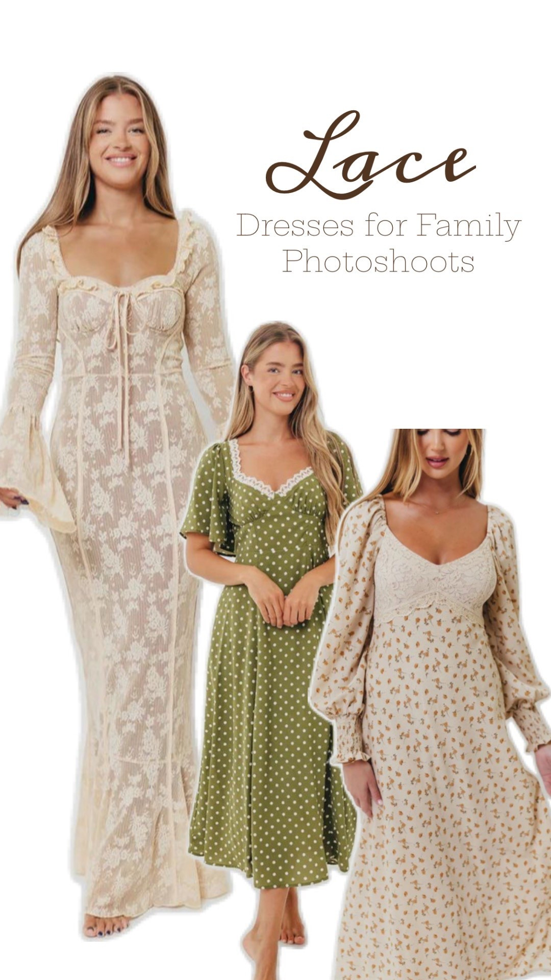 Lace dresses are perfect for family photoshoots—soft, timeless, and so photogenic! They add texture and elegance that looks gorgeous in every setting. 

#LTKFamily #LTKStyleTip #LTKSeasonal