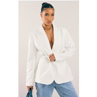 White Tie Waist Blazer | PrettyLittleThing CAN