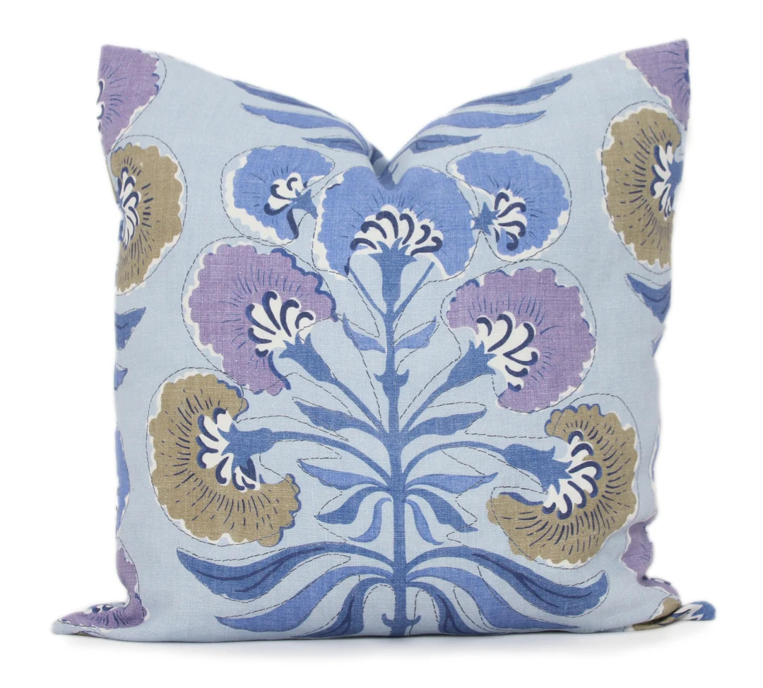 Blue and Lavender Tybee Tree Decorative Pillow Cover 18x18, 20x20, 22x22 Eurosham or Lumbar Thiba... | Etsy (US)